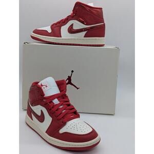 Nike Air Jordan 1 Mid SE Red Cracked Leather HJ9337-106 Womens Size 6 / 4.5Y New